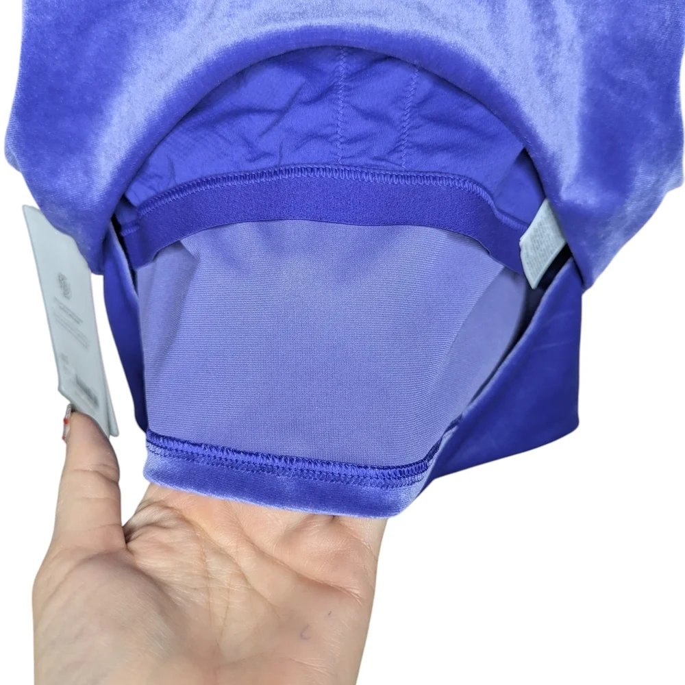 Athleta Sports Bra Medium A-C Cup Purple Blue Velvet Cut Out Crop Light Impact